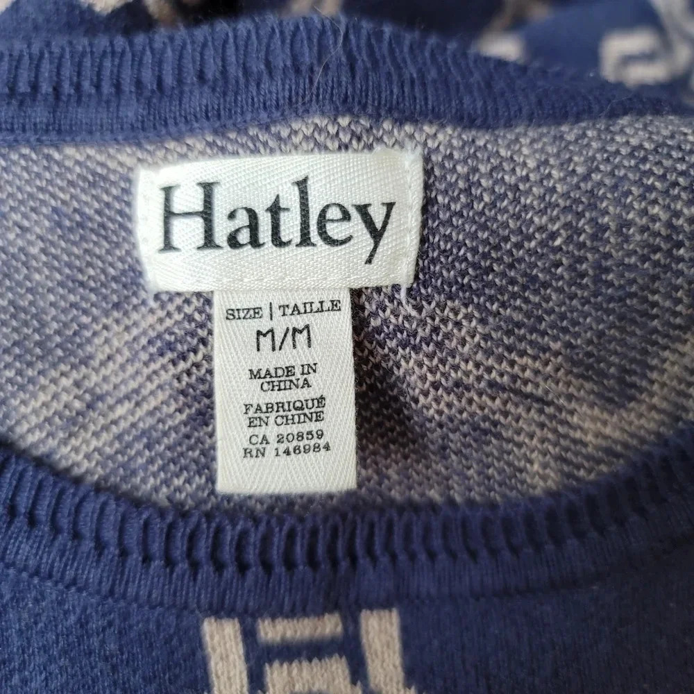 Hatley Women's Navy Blue Tan Long Sleeve Knit Sweater Dress M - Picture 7 of 9
